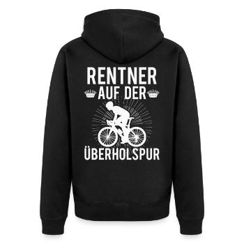 Rentner Rennrad Fahrrad - Unisex Premium Bio Zip Hoodie - Schwarz - Hinten - Nico (187cm)