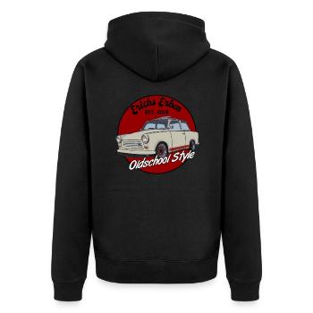 oldchool style 601 - Unisex Premium Bio Zip Hoodie - Schwarz - Hinten - Nico (187cm)