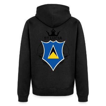 St. Lucia - Unisex Premium Bio Zip Hoodie - Schwarz - Hinten - Nico (187cm)