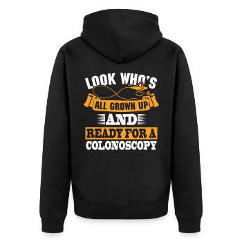 Coloscopie chirurgie humorale chirurgie humour - Veste à capuche bio Premium Unisexe - noir - Dos - Nico (187cm)