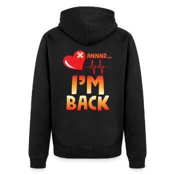Herzinfarkt Genesung Patient Herz Operation - Unisex Premium Bio Zip Hoodie - Schwarz - Hinten - Nico (187cm)