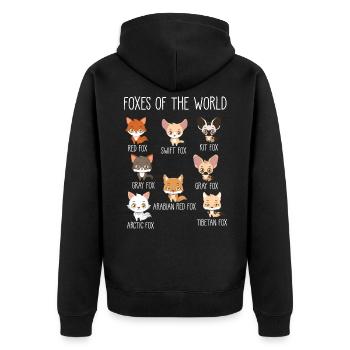 Füchse der Welt Geschenk für Fuchs Liebhaber - Unisex Premium Bio Zip Hoodie - Schwarz - Hinten - Nico (187cm)