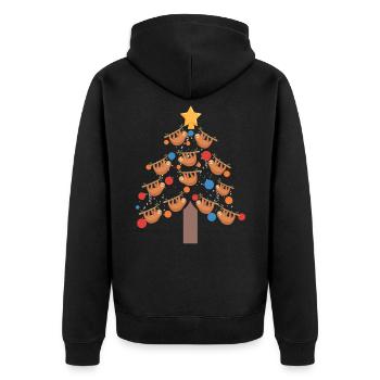 Weihnachten Faultier Baum Winter Weihnachten Zoo - Unisex Premium Bio Zip Hoodie - Schwarz - Hinten - Nico (187cm)