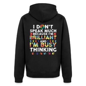 Brillantes Kind Sohn Tochter Familie Autismus Bewu - Unisex Premium Bio Zip Hoodie - Schwarz - Hinten - Nico (187cm)