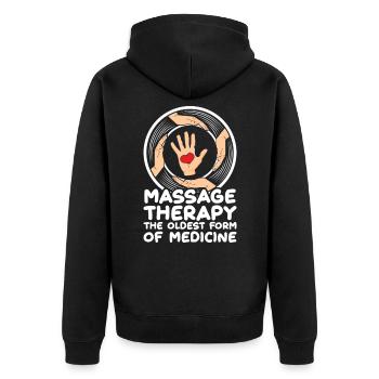 Oldest Medicine Physio Massage Therapy Masseur - Unisex Premium Organic Zip Hoodie - black - Back - Nico (187cm)