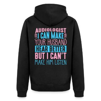 Audiologie Arzt Audiologe Ehemann Zuhören - Unisex Premium Bio Zip Hoodie - Schwarz - Hinten - Nico (187cm)