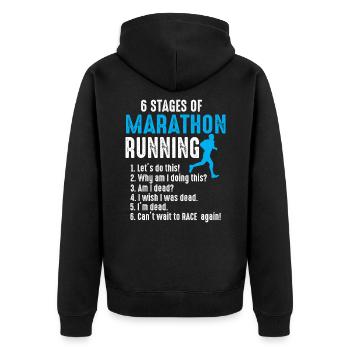 6 Etappen Marathonlauf Läufer Triathlon Sportler - Unisex Premium Bio Zip Hoodie - Schwarz - Hinten - Nico (187cm)