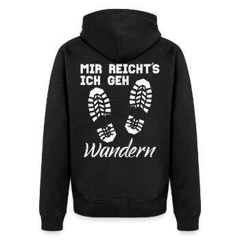 ENOUGH FOR ME I GO HIKING. - Unisex Premium Organic Zip Hoodie - black - Back - Nico (187cm)