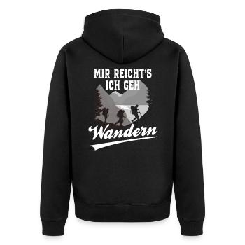 Mir reicht's ich geh Wandern - Unisex Premium Bio Zip Hoodie - Schwarz - Hinten - Nico (187cm)