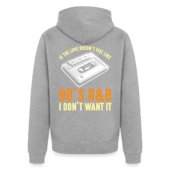 90s R&B music cassette 90 years of songs - Unisex Premium Organic Zip Hoodie - heather grey - Back - Nico (187cm)