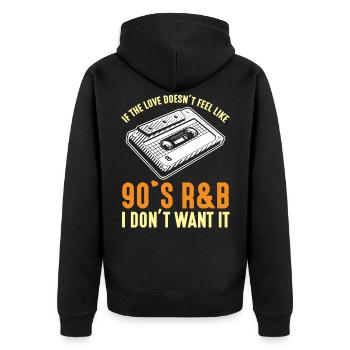 Cassette de musique R&B des années 90 90 ans de chansons - Veste à capuche bio Premium Unisexe - noir - Dos - Nico (187cm)