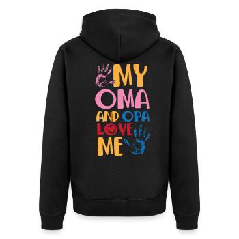 Petits-enfants allemands petite-fille grands-parents aiment grand-père - Veste à capuche bio Premium Unisexe - noir - Dos - Nico (187cm)