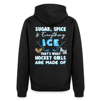 Eisport ice skate goalkeeper hockey daughter - Unisex Premium Organic Zip Hoodie - black - Back - Nico (187cm)
