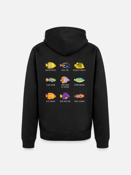 Tropical fish anemonefish angelfish - Unisex Premium Organic Zip Hoodie - black