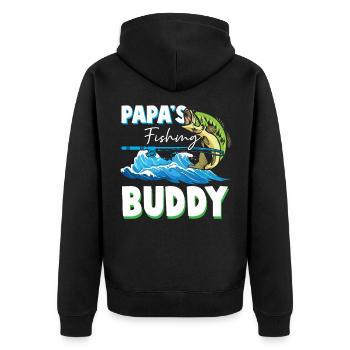 Père et fils copain de pêche à la mouche enfant - Veste à capuche bio Premium Unisexe - noir - Dos - Nico (187cm)