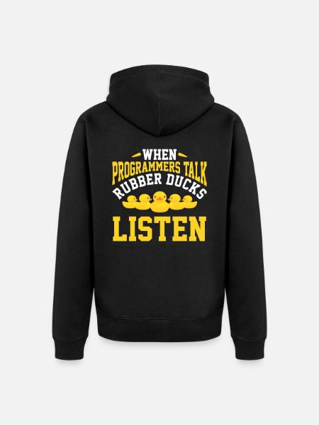 IT programmer developer rubber duck - Unisex Premium Organic Zip Hoodie - black
