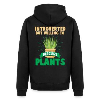 Introverted man Shy gardener strut - Unisex Premium Organic Zip Hoodie - black - Back - Nico (187cm)