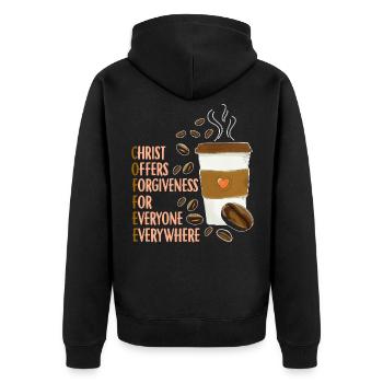 Christ Café Église de café chrétien Pasteur - Veste à capuche bio Premium Unisexe - noir - Dos - Nico (187cm)