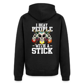 Pool Billiard 8 Ball Sugar Skull Billard - Unisex Premium Bio Zip Hoodie - Schwarz - Hinten - Nico (187cm)