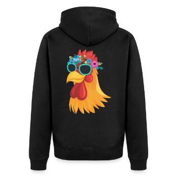 Cool chicken sunglasses farmer animal - Unisex Premium Organic Zip Hoodie - black - Back - Nico (187cm)