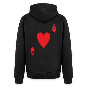 Herz Ass Karte Kartenspiel Poker - Unisex Premium Bio Zip Hoodie - Schwarz - Hinten - Nico (187cm)
