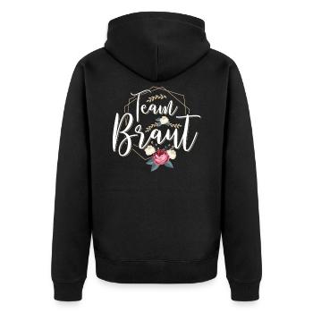 Team Braut - Junggesellinnenabschied Crew Blumen - Unisex Premium Bio Zip Hoodie - Schwarz - Hinten - Nico (187cm)