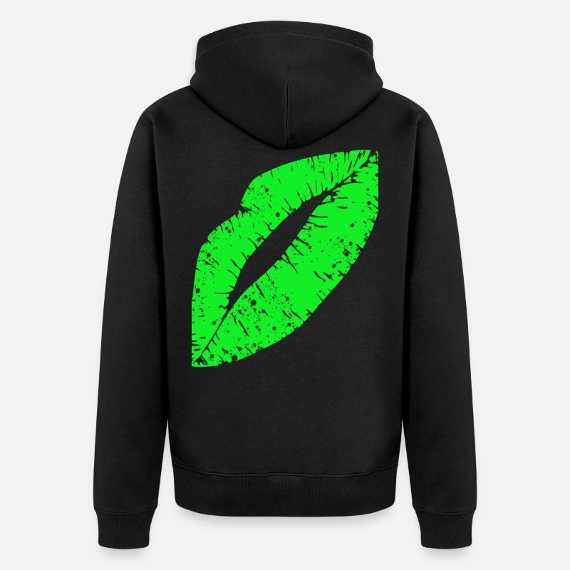 Lippen - Lips - Unisex Premium Bio Zip Hoodie - Schwarz
