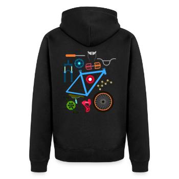 MTB Radfahrer Mountainbike Fahrrad Mechaniker - Unisex Premium Bio Zip Hoodie - Schwarz - Hinten - Nico (187cm)