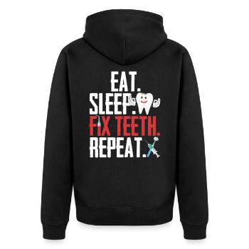 Zahnmedizin Zahnarzt Humor Assistentin - Unisex Premium Bio Zip Hoodie - Schwarz - Hinten - Nico (187cm)