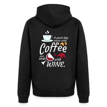 Une bonne journée commence par un café qui se termine par du vin - Veste à capuche bio Premium Unisexe - noir - Dos - Nico (187cm)