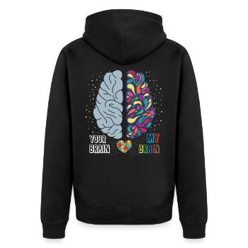 Autismus Bewusstsein Herz Autistisch Bunt - Unisex Premium Bio Zip Hoodie - Schwarz - Hinten - Nico (187cm)