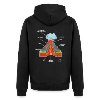 Vulkan Lava Ausbruch Geologe Wissenschaftler Magma - Unisex Premium Bio Zip Hoodie - Schwarz - Hinten - Nico (187cm)