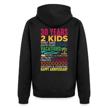 30 ans anniversaire de mariage 2 enfants parents - Veste à capuche bio Premium Unisexe - noir - Dos - Nico (187cm)