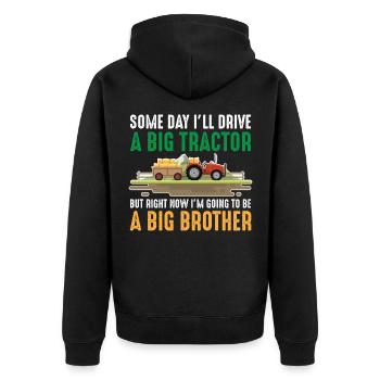 Toddler brother tractor big son sibling - Unisex Premium Organic Zip Hoodie - black - Back - Nico (187cm)
