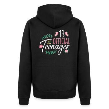 13 Official Teenage Girls Girls 13th Birthday - Unisex Premium Organic Zip Hoodie - black - Back - Nico (187cm)