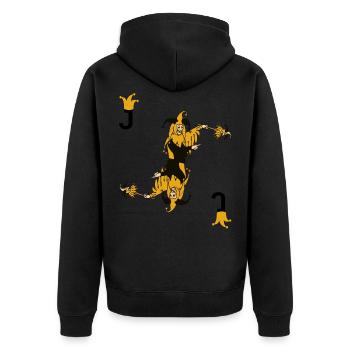 Joker Ass Karte Kostuem Poker Kartenspiel - Unisex Premium Bio Zip Hoodie - Schwarz - Hinten - Nico (187cm)
