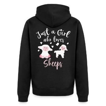 Fille qui aime mouton agneau enfant mouton - Veste à capuche bio Premium Unisexe - noir - Dos - Nico (187cm)