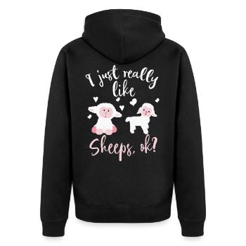 Sheep lamb farm children sheep lover - Unisex Premium Organic Zip Hoodie - black - Back - Nico (187cm)