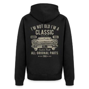 60. Geburtstag 60 Jahre Geburtstagsgeschenk lustig - Unisex Premium Bio Zip Hoodie - Schwarz - Hinten - Nico (187cm)