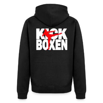 Kickboxen - Kickboxing Kickboxer Kickboxerin - Unisex Premium Bio Zip Hoodie - Schwarz - Hinten - Nico (187cm)