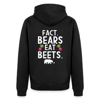Fact bears eat beets camping hiking nature - Unisex Premium Organic Zip Hoodie - black - Back - Nico (187cm)