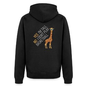 Ja, ich bin groß, nein, ich spiele keinen Basketball - Unisex Premium Bio Zip Hoodie - Schwarz - Hinten - Nico (187cm)