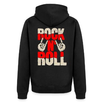 Rock n Roll - Unisex Premium Bio Zip Hoodie - Schwarz - Hinten - Nico (187cm)