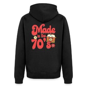 Fabriqué dans les années 70 - années 70 hippie rétro - Veste à capuche bio Premium Unisexe - noir - Dos - Nico (187cm)