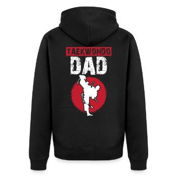 Tae Kwon Do Dad black belt fighter combat sport - Unisex Premium Organic Zip Hoodie - black - Back - Nico (187cm)
