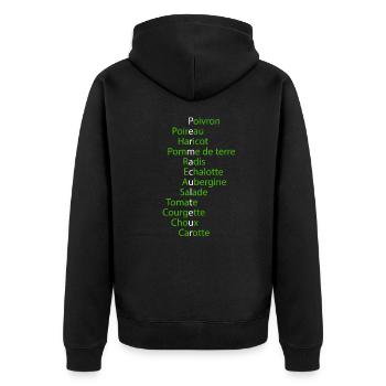 Liste de légumes Permaculture | Potager Bio - Veste à capuche bio Premium Unisexe - noir - Dos - Nico (187cm)