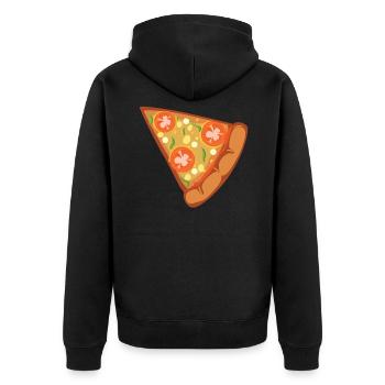 Pizza - Lieblingsessen - Unisex Premium Bio Zip Hoodie - Schwarz - Hinten - Nico (187cm)