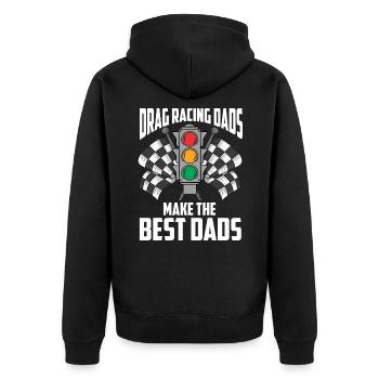 Drag Racing Mechaniker Vater Dragster Rennfahrer - Unisex Premium Bio Zip Hoodie - Schwarz - Hinten - Nico (187cm)