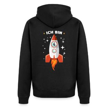 4 Jahre Astronaut Geburtstag Rakete Weltall - Unisex Premium Bio Zip Hoodie - Schwarz - Hinten - Nico (187cm)