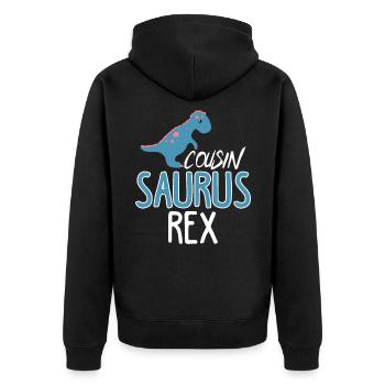 Cousin Saurus Rex Funny Dinosaur Fan Child Tue - Unisex Premium Organic Zip Hoodie - black - Back - Nico (187cm)